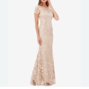 Elegant Cream Lace Evening Gown